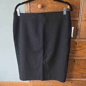 🌿 Roz & Ali Elegant Black Pencil Skirt Knit Stretch Pull-on Women's Size M NWT